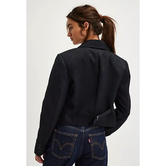 NEW FREE PEOPLE BLACK DOUBLE BREASTED BLAZER JACKET SIZE L - Picture 8 of 12